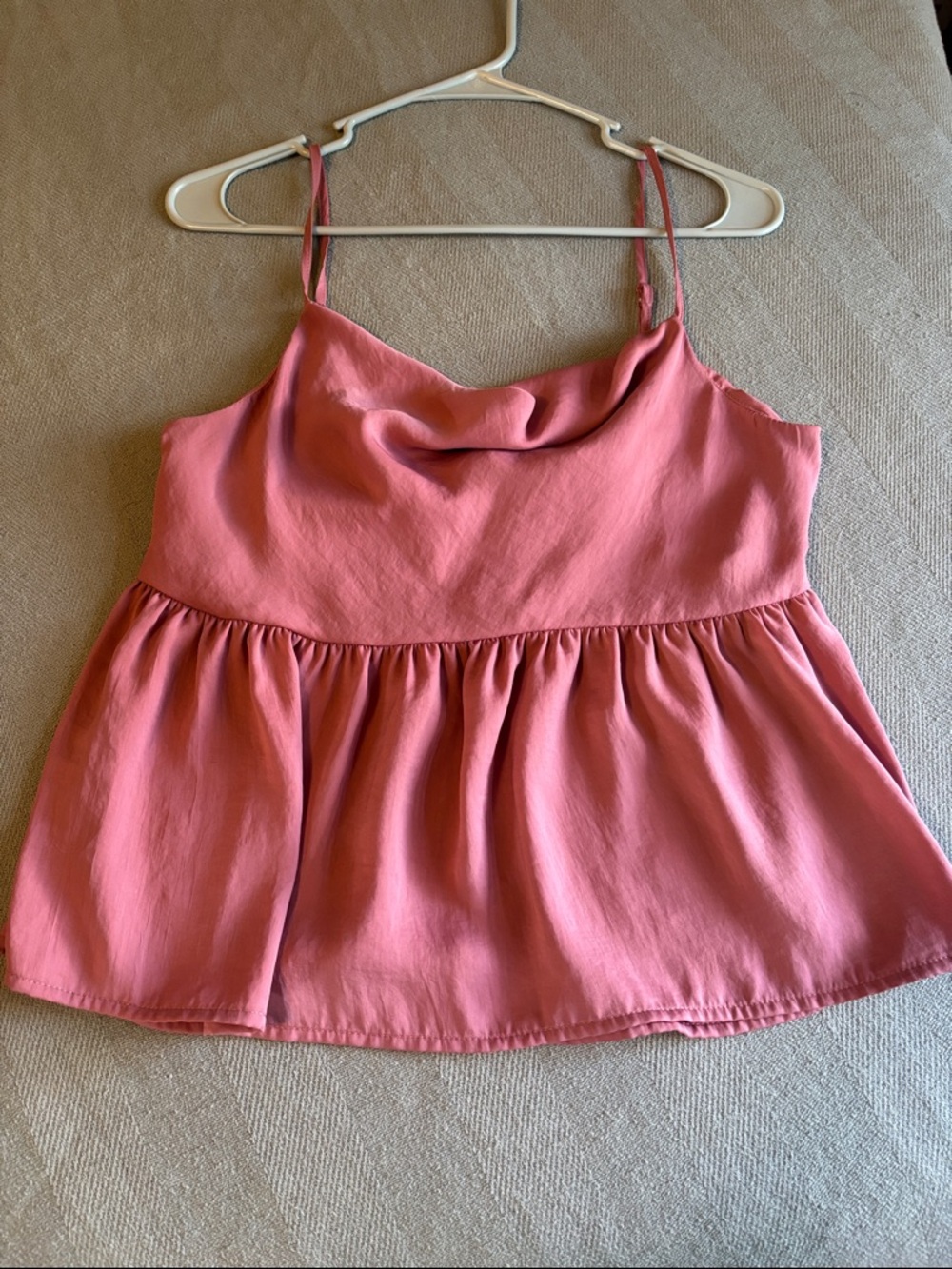 American Eagle Outfitters Pink Cowl Neck Peplum Camisole